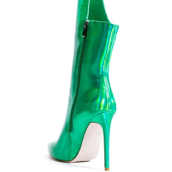 Stasia Envy Me: Holographic Green Stiletto Boot Size 7.5 - Picture 4 of 6